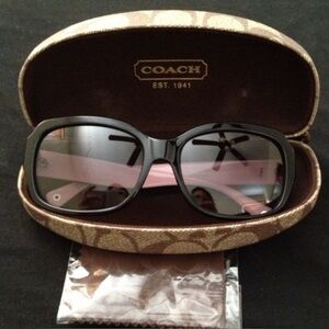 Coach Women's HC 8001 Emma) T CE Sunglasses with Black Frame and Pink Arms
